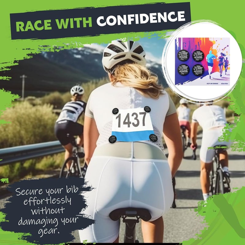Suncalla 12Pcs Race Bib Clips for Runners Bible Verse Running Bib Holder Clips No Magnets No Pins Lightweight Lock Fasteners for Secure Marathon Cycling Reusable Replacement Accessories(Black) - Image 5
